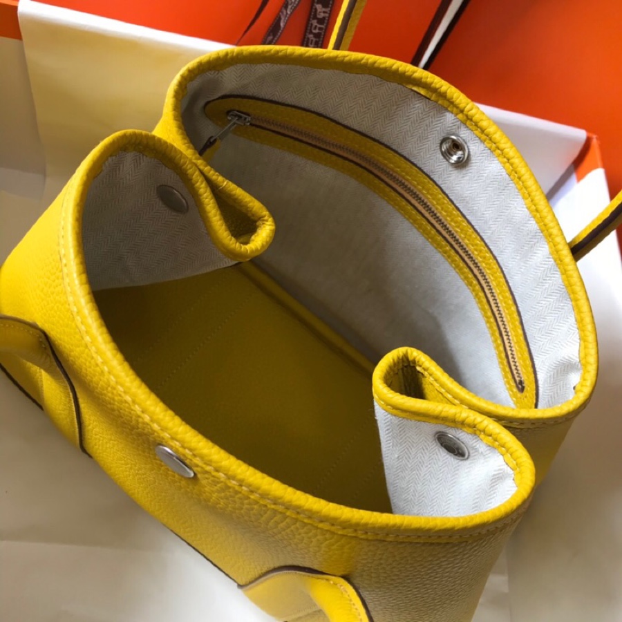 Hermes Garden Party 36cm Tote Handbag In Yellow Clemence Leather